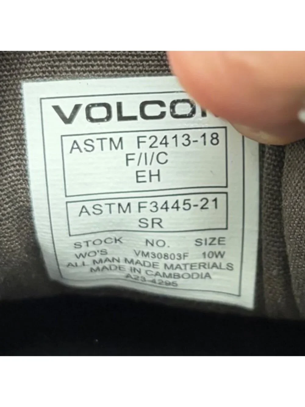 Volcom Chill Womens Size 10D Dark Gray White Composite Toe Safety Work Shoes